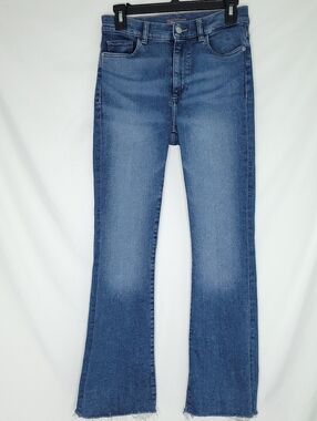 DL1961 Bridget Bootcut High Rise Instasculpt Crop Mid Wash Raw Hem Jeans Size 27